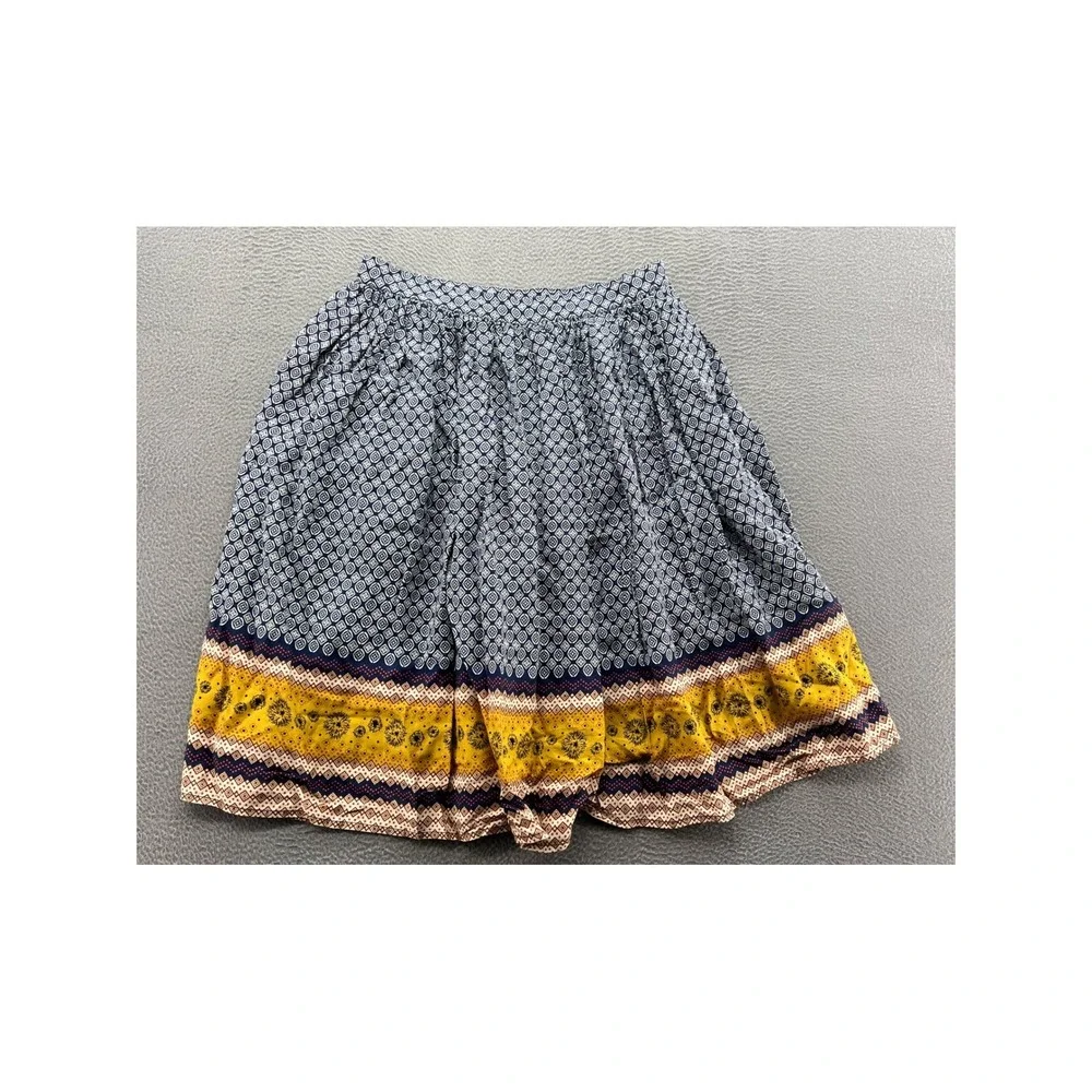 Comme Toi Skirt Sz S Navy Blue Geometric Boho Border Print Mini Skirt Pocket